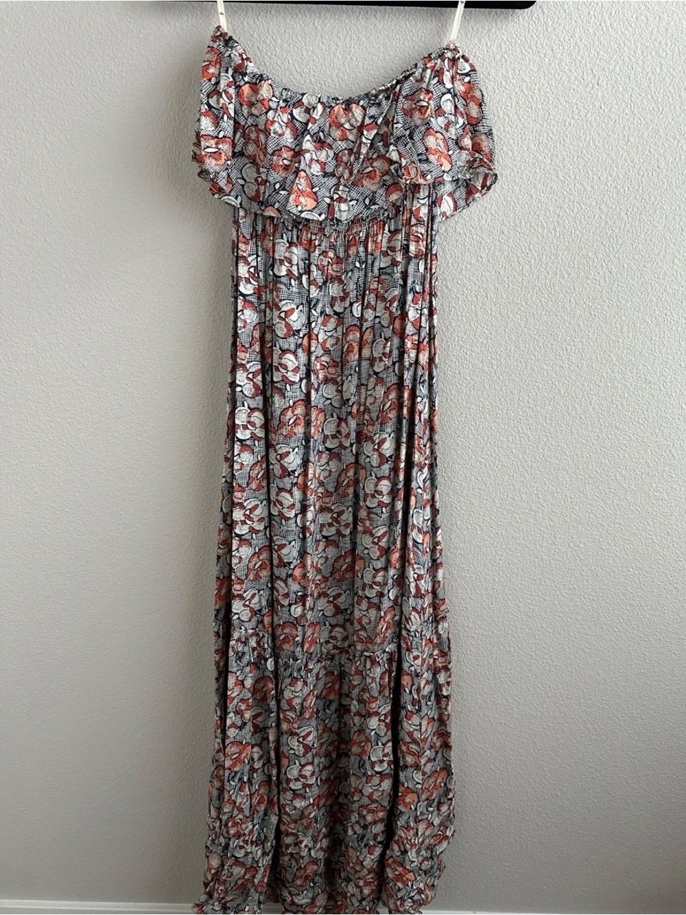 NWOT Quicksilver XS Strapless Maxi Dress Bottom Ruffle